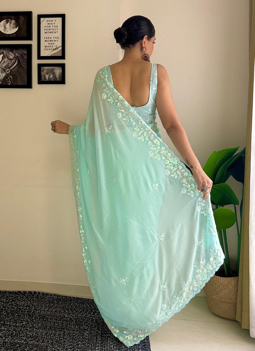 Contemporary Embroidered Georgette Saree - S8020