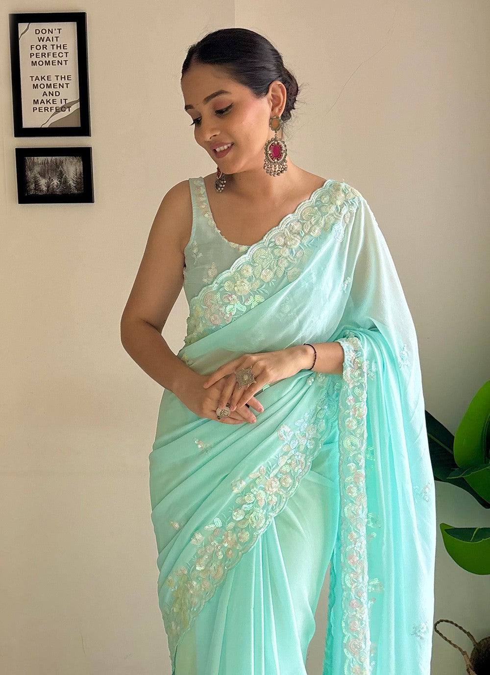 Contemporary Embroidered Georgette Saree - S8020
