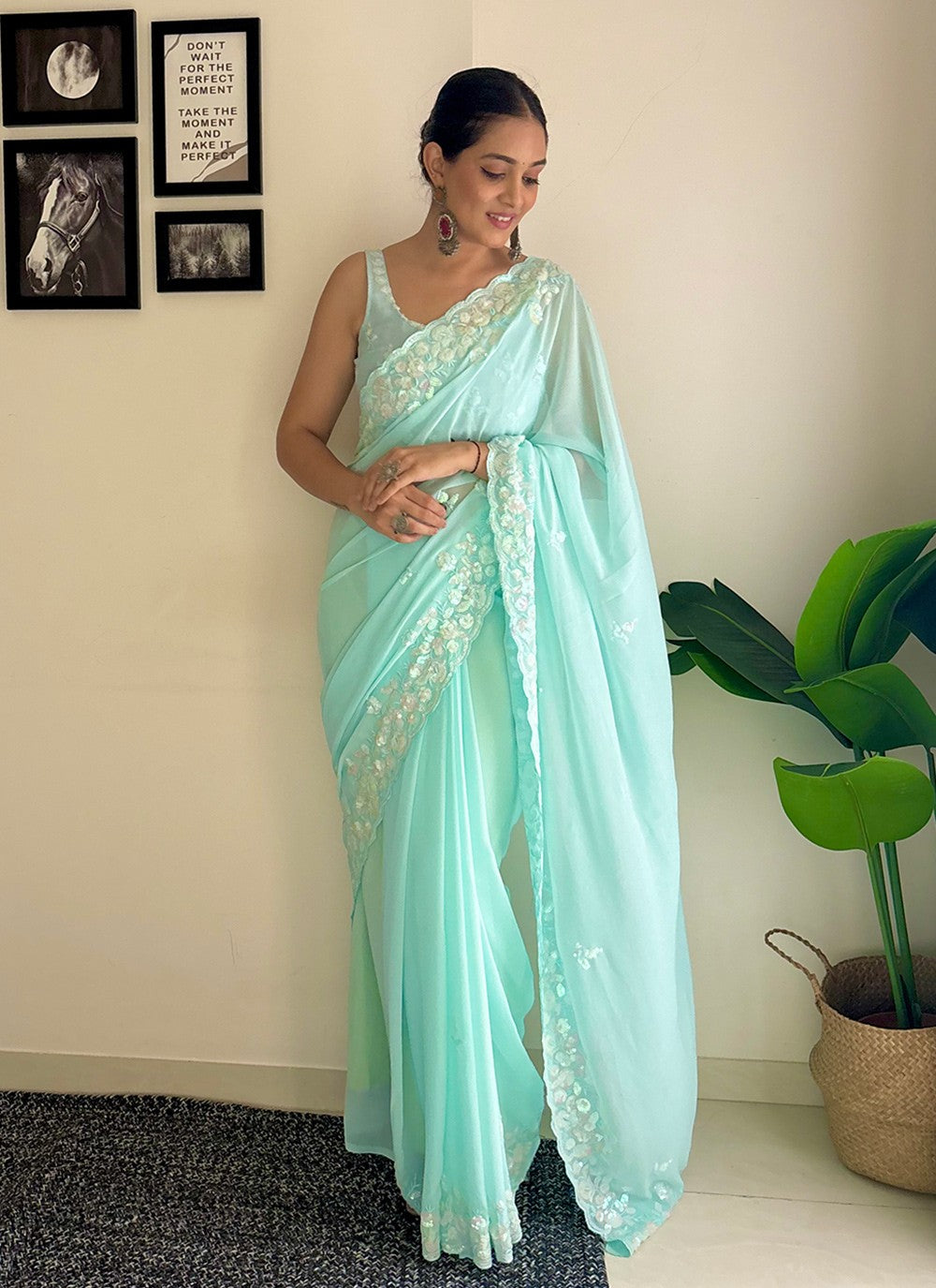 Contemporary Embroidered Georgette Saree - S8020