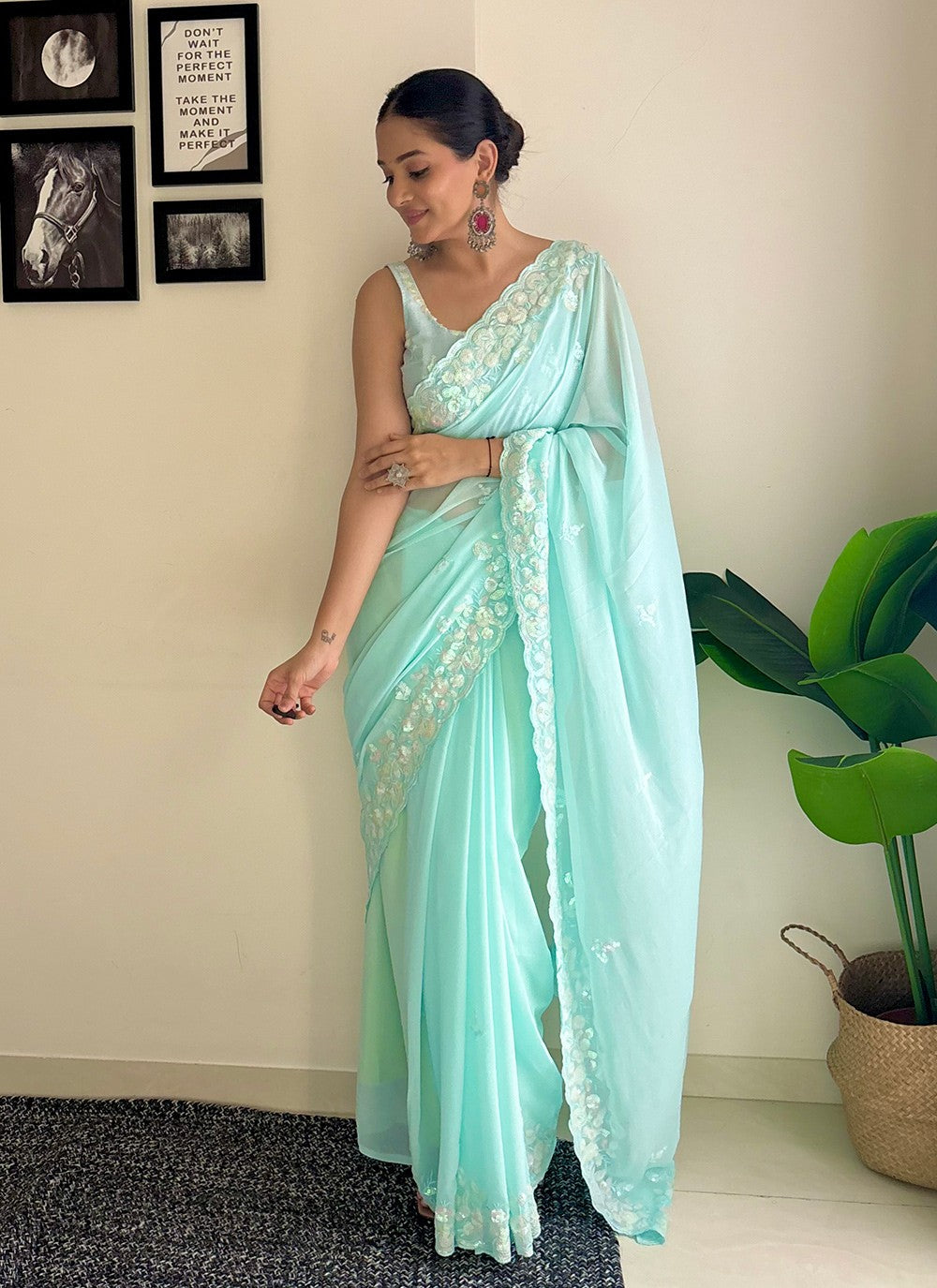 Contemporary Embroidered Georgette Saree - S8020