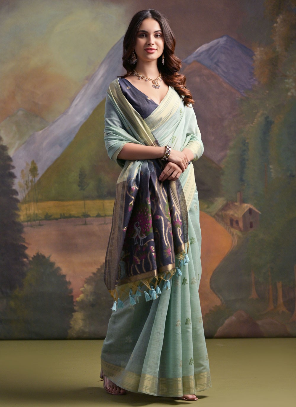 Thread, Woven Cotton Saree - S11910