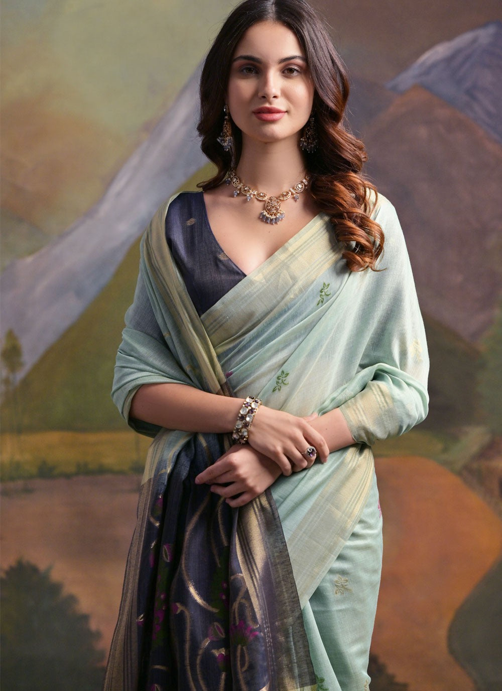 Thread, Woven Cotton Saree - S11910