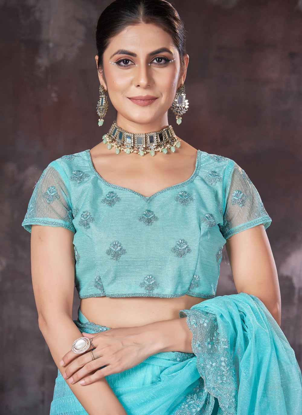 Classic Border Work Net, Organza Saree - S7536