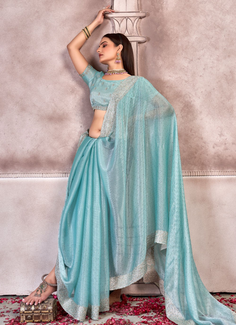 Classic Embroidered Chiffon Saree - S7304