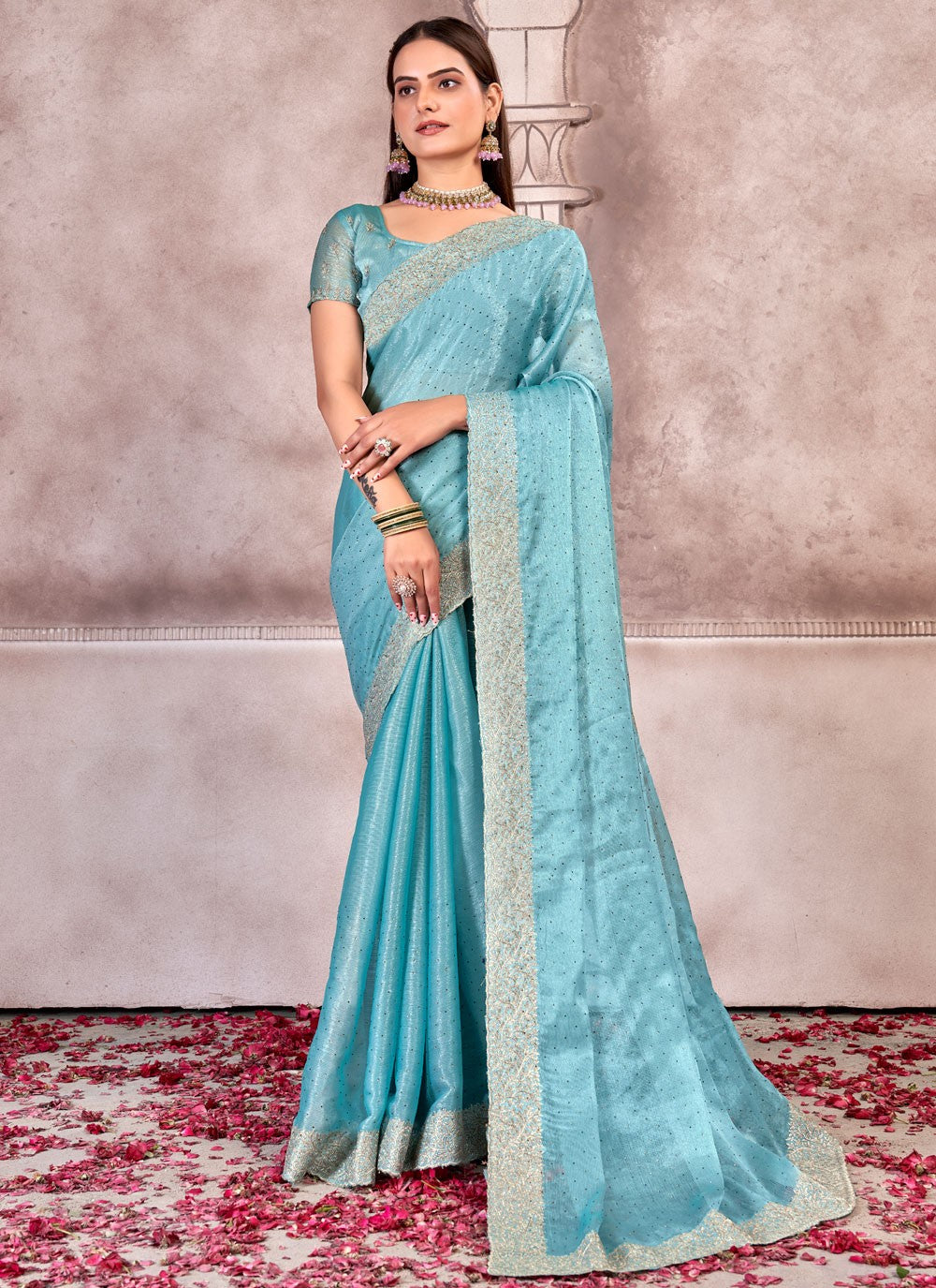 Classic Embroidered Chiffon Saree - S7304