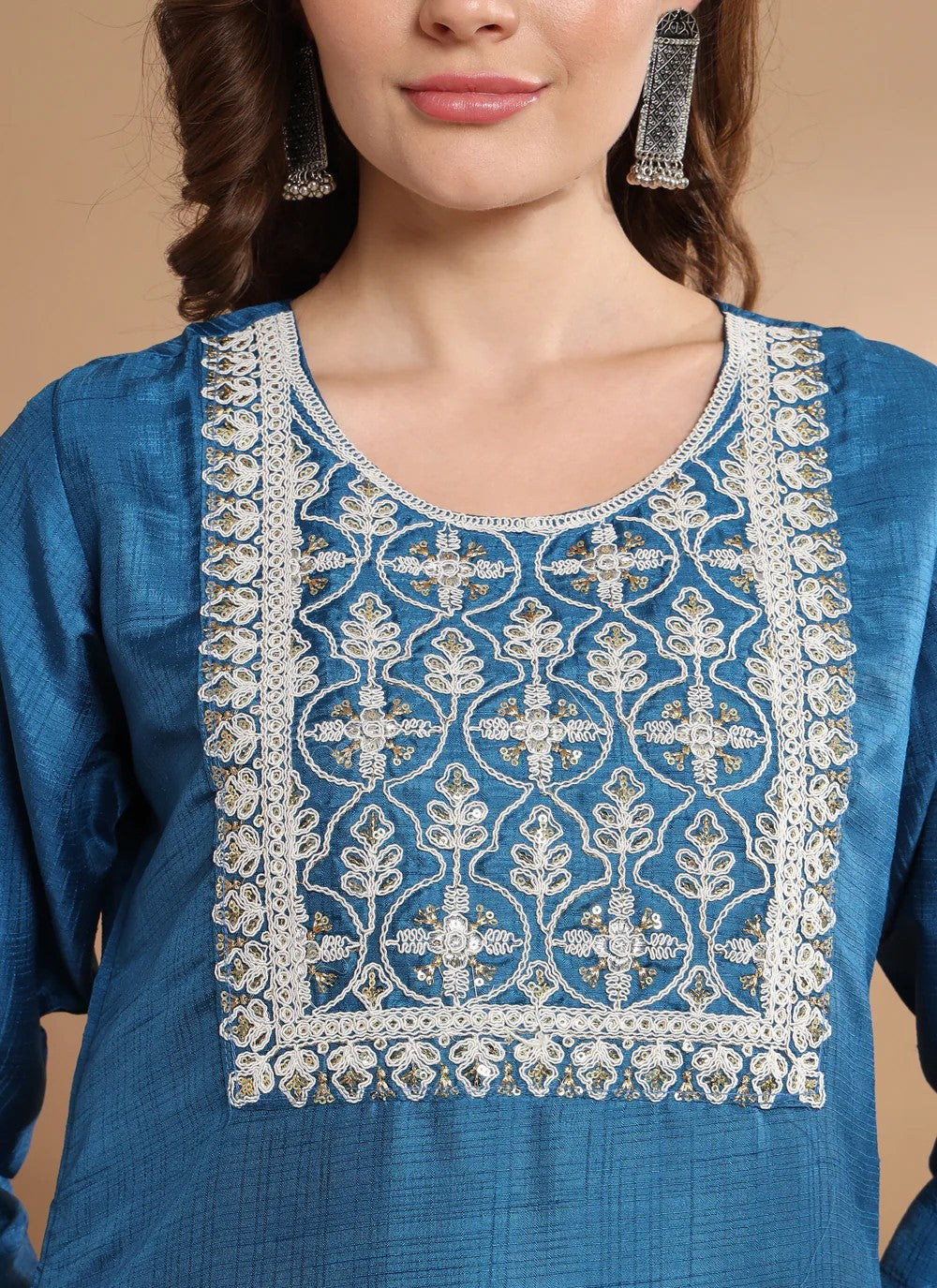 Cotton Silk Straight Suit - T1272