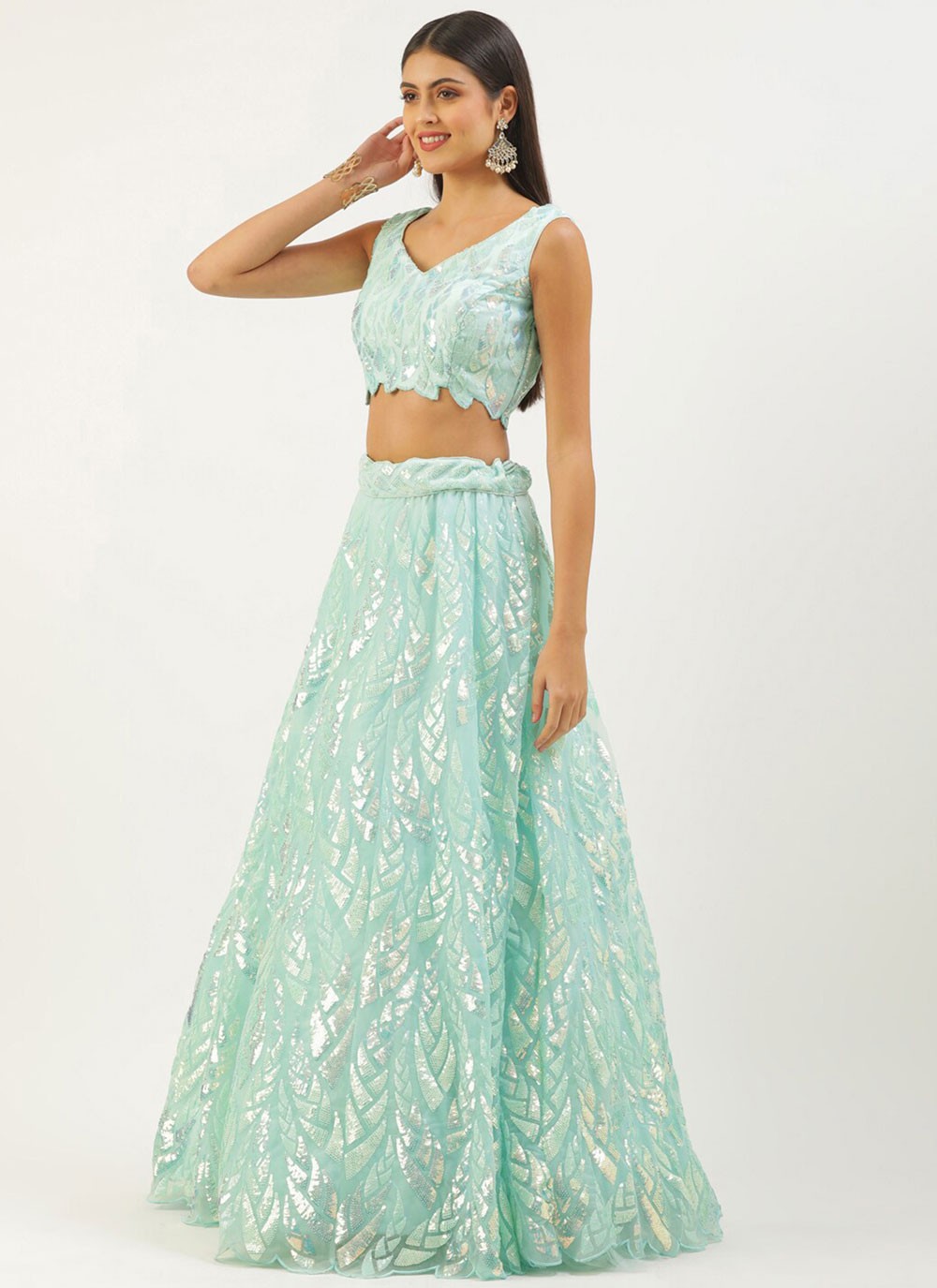 Embroidered Net A - Line Lehenga - L2351