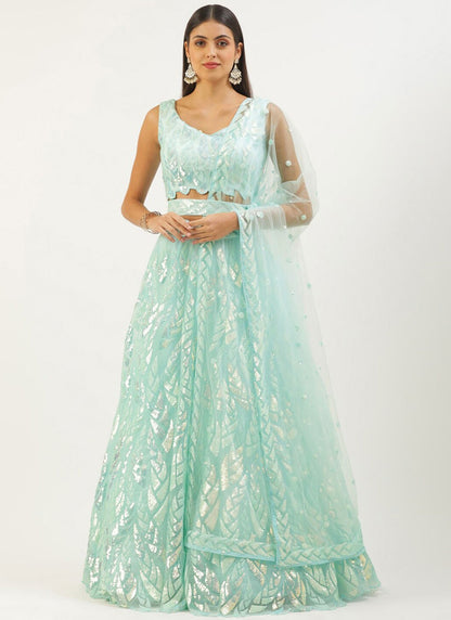 Embroidered Net A - Line Lehenga - L2351