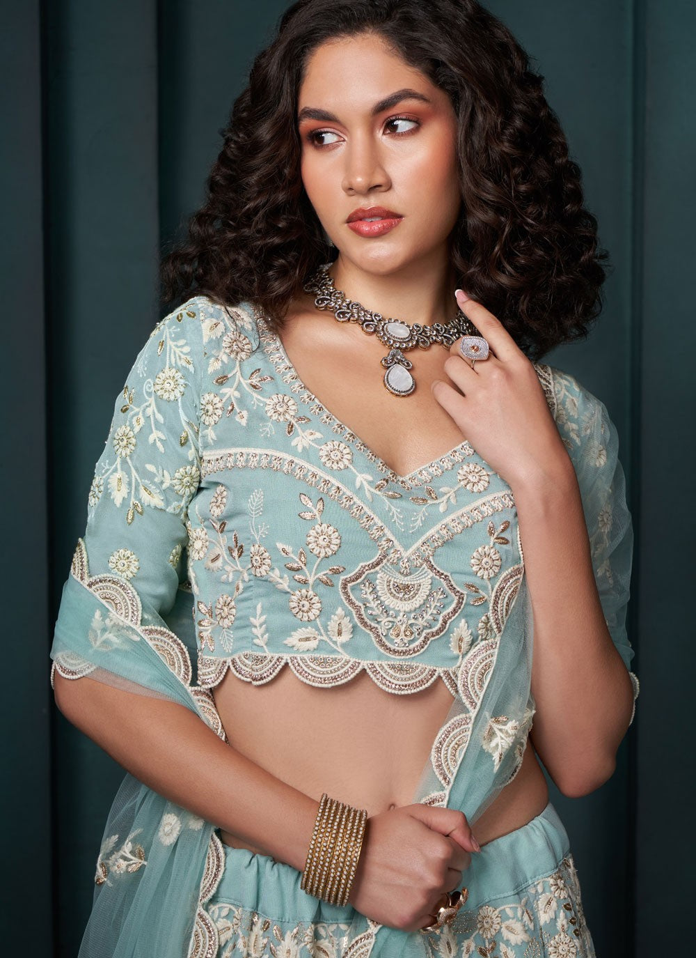 Embroidered Georgette A - Line Lehenga - L2407