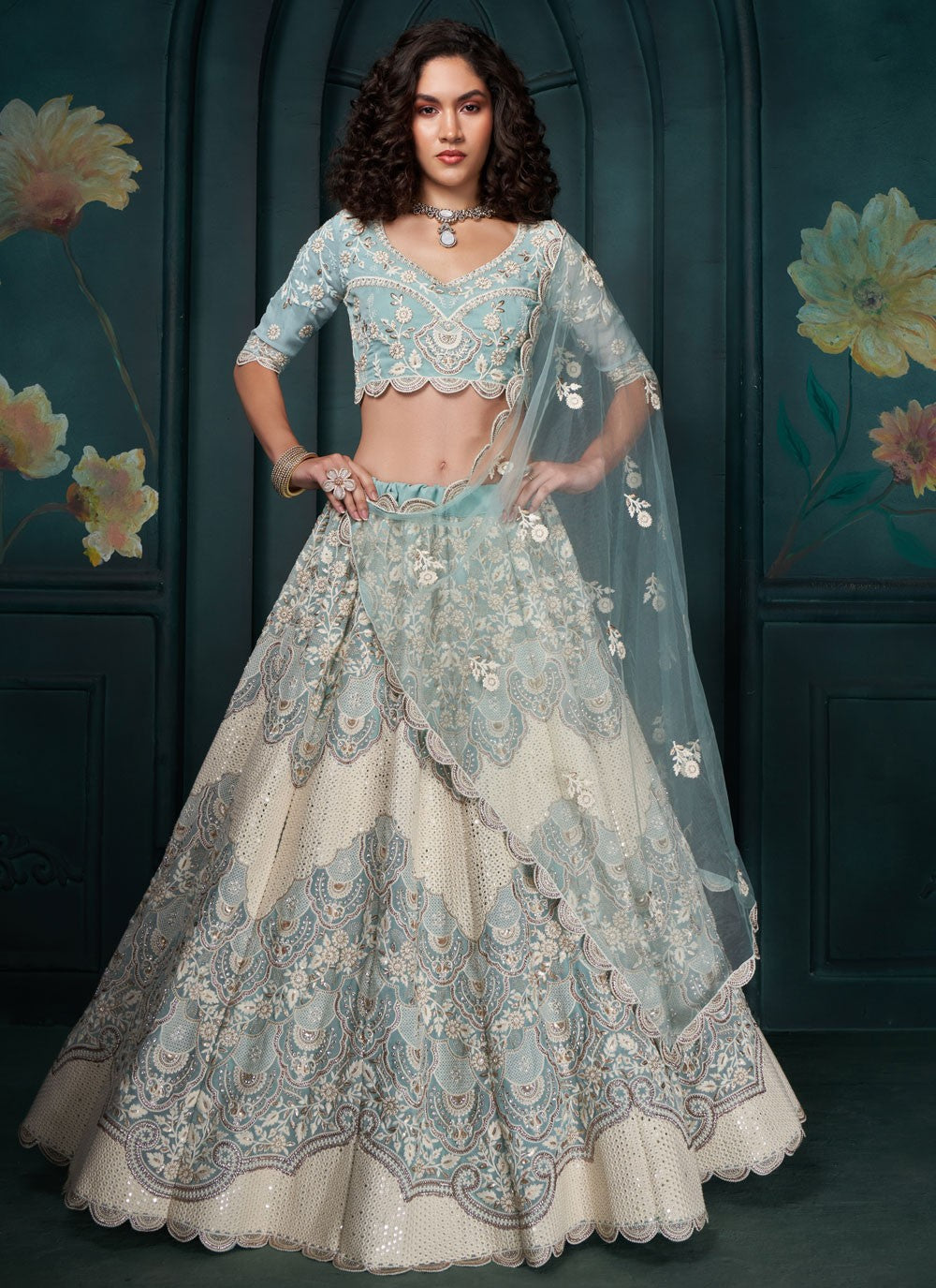 Embroidered Georgette A - Line Lehenga - L2407