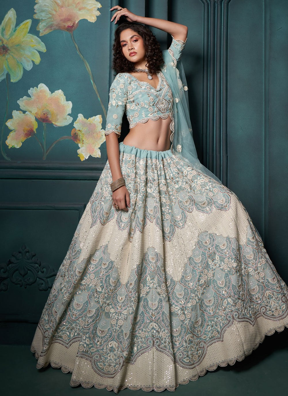 Embroidered Georgette A - Line Lehenga - L2407