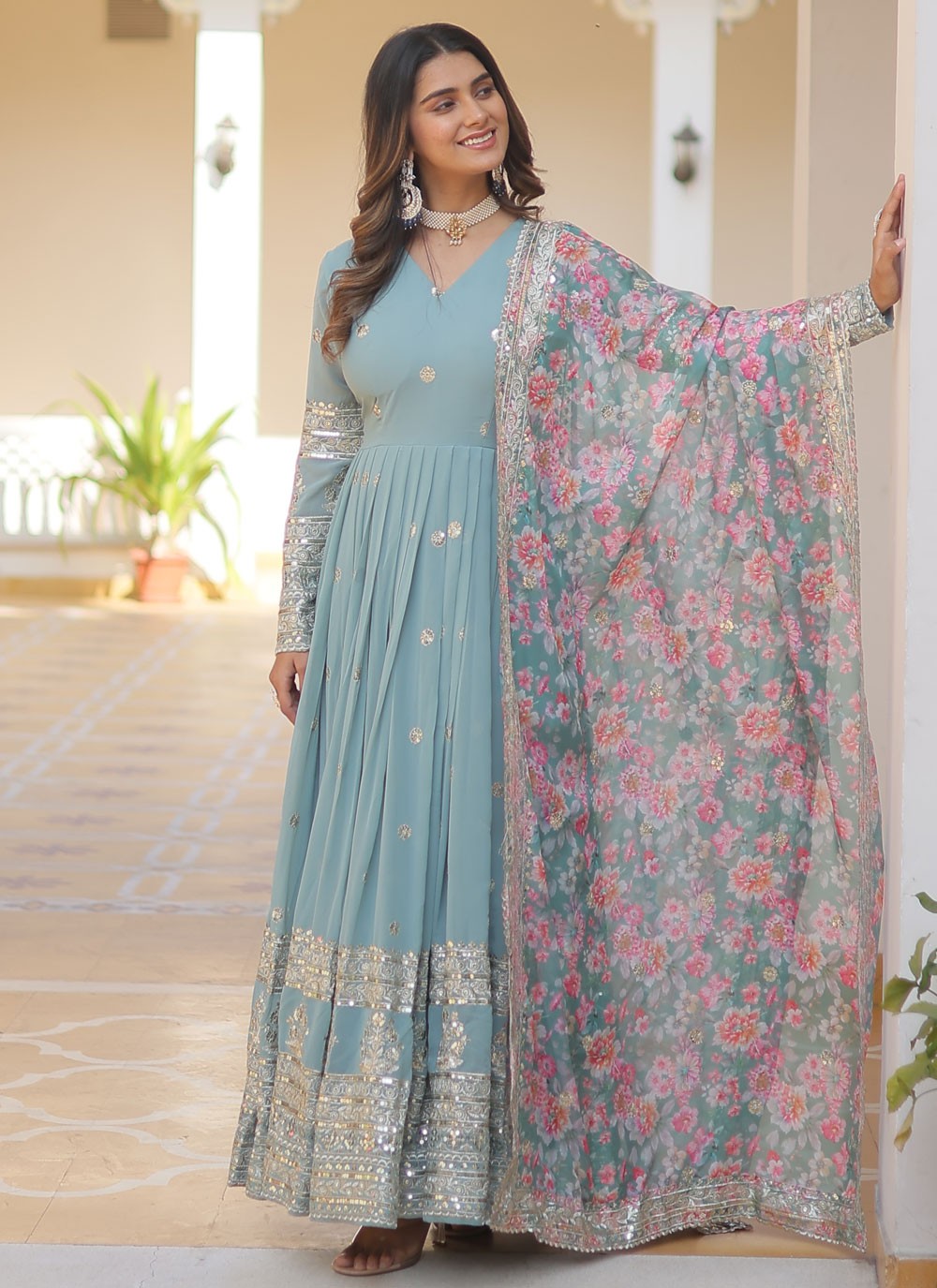 Faux Georgette Gown - G1288