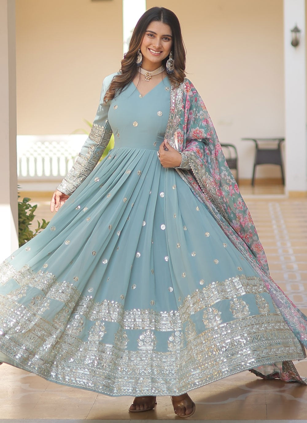 Faux Georgette Gown - G1288