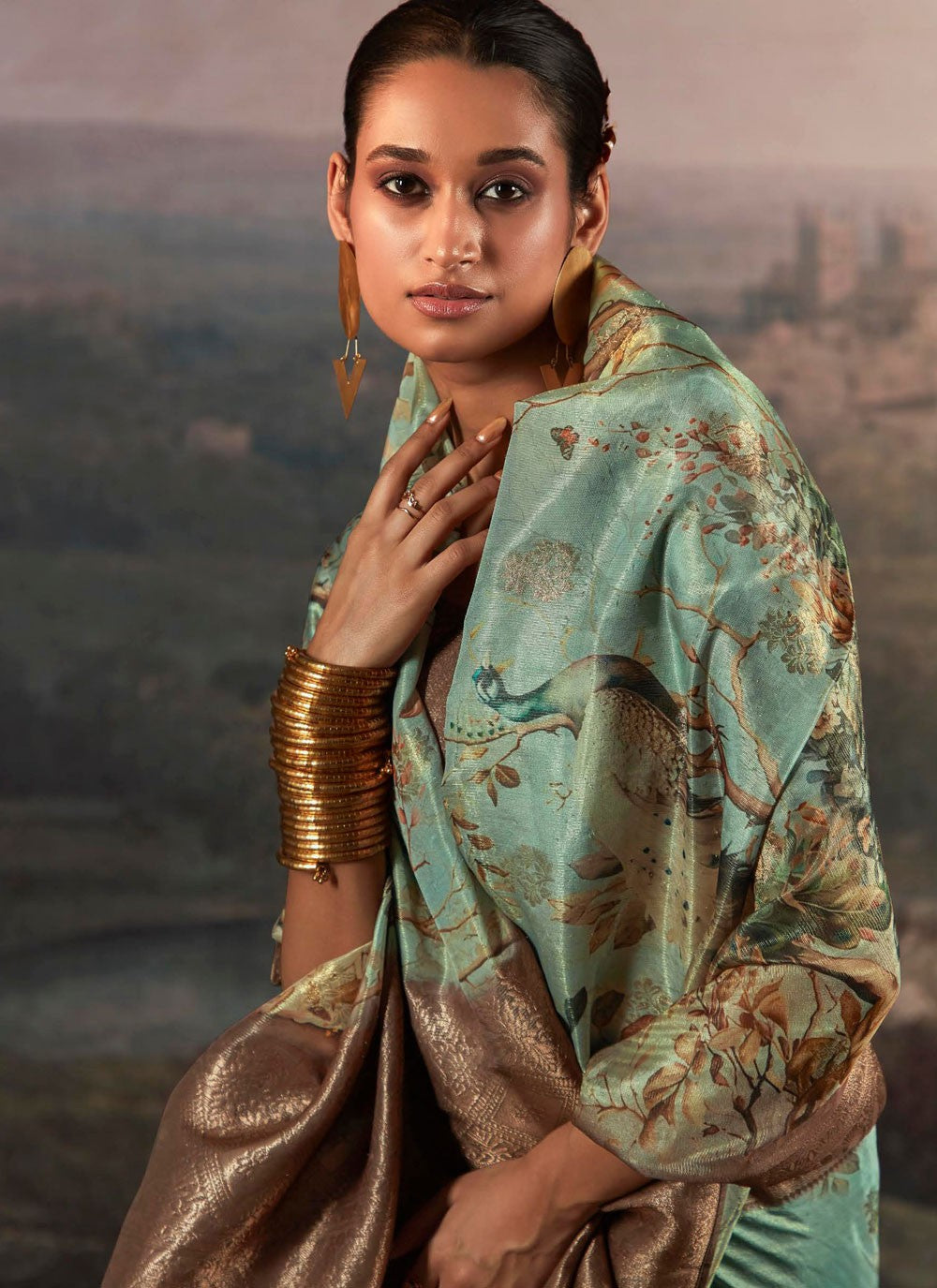 Trendy Digital Print Silk Saree - S5843