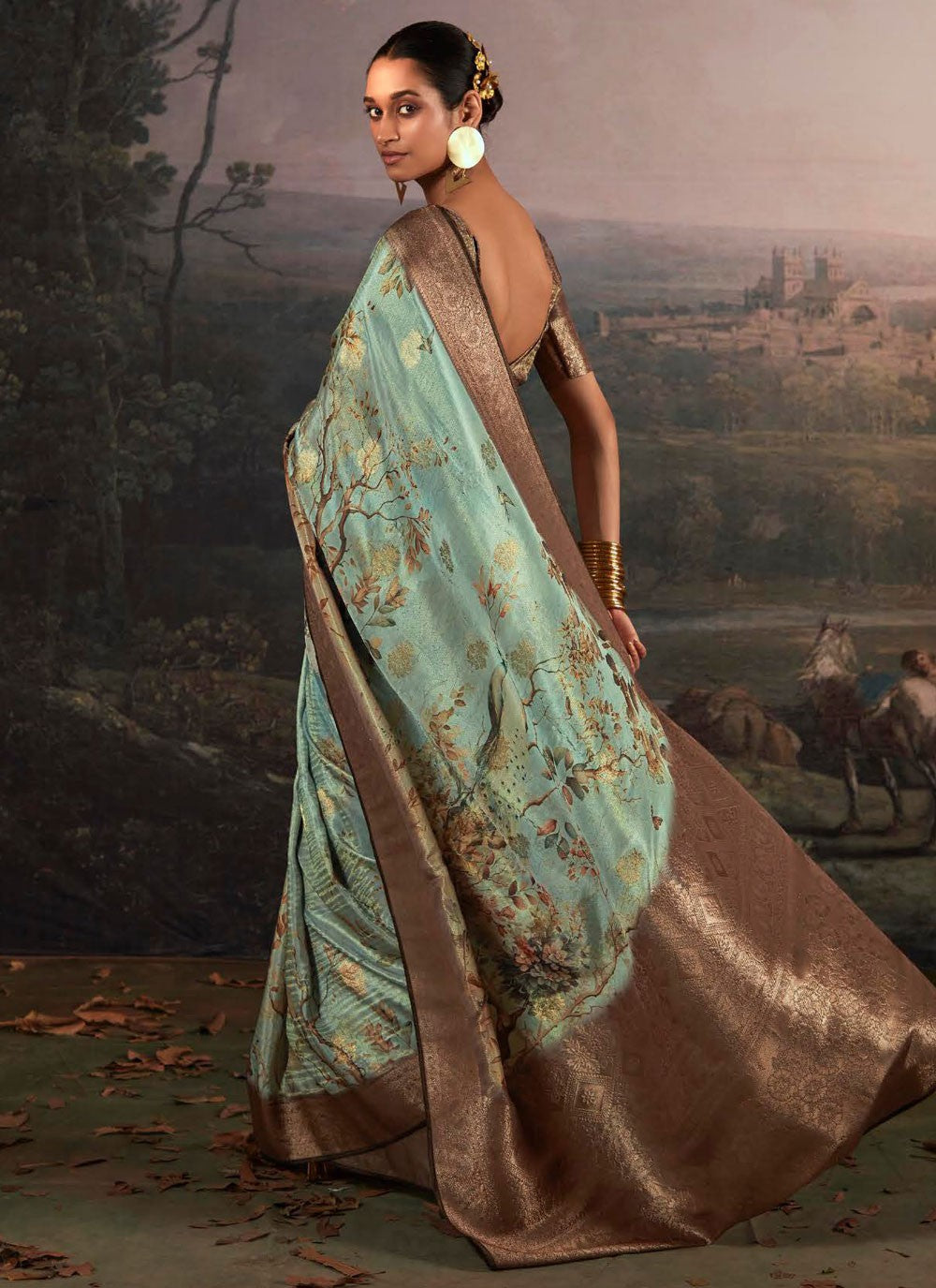 Trendy Digital Print Silk Saree - S5843