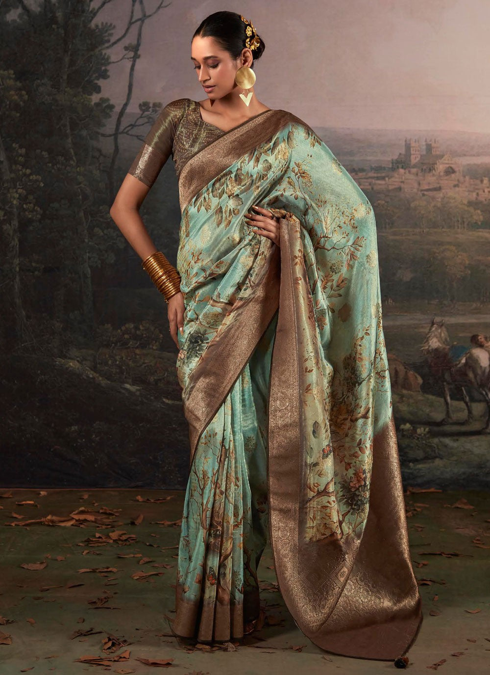 Trendy Digital Print Silk Saree - S5843