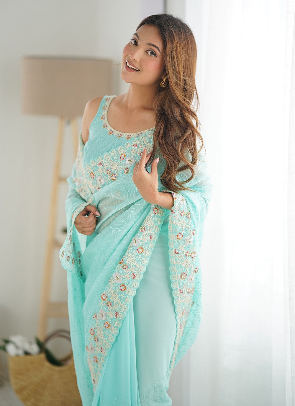 Classic Embroidered Georgette Saree - S8551
