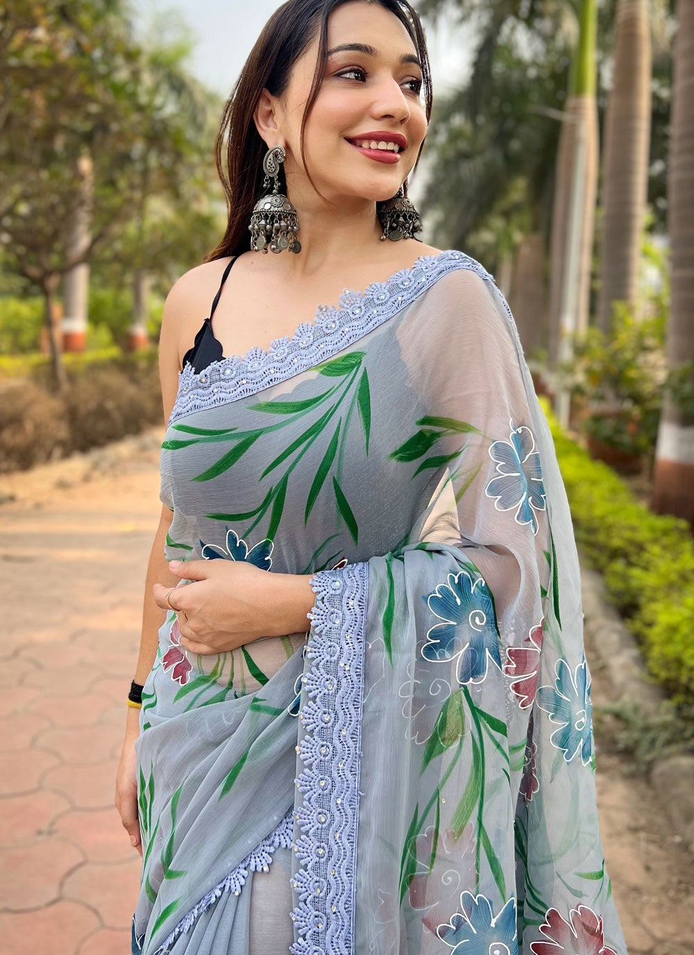 Classic Border Work Shimmer Saree - S6244