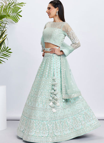 Embroidered Net A - Line Lehenga - L2066