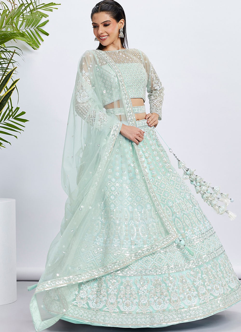 Embroidered Net A - Line Lehenga - L2066