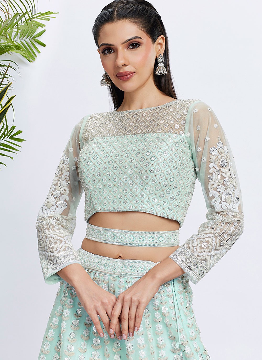 Embroidered Net A - Line Lehenga - L2066