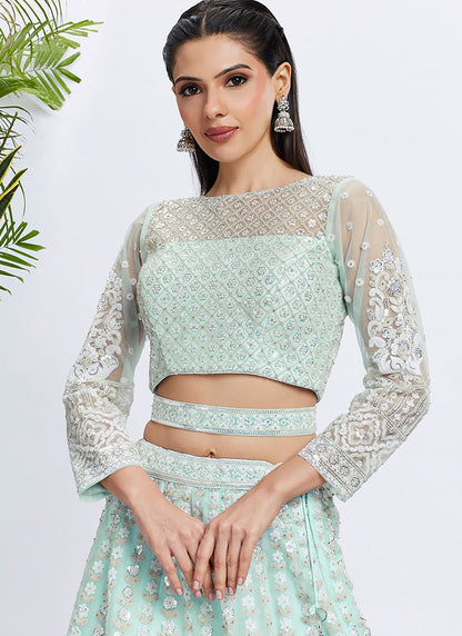 Embroidered Net A - Line Lehenga - L2066