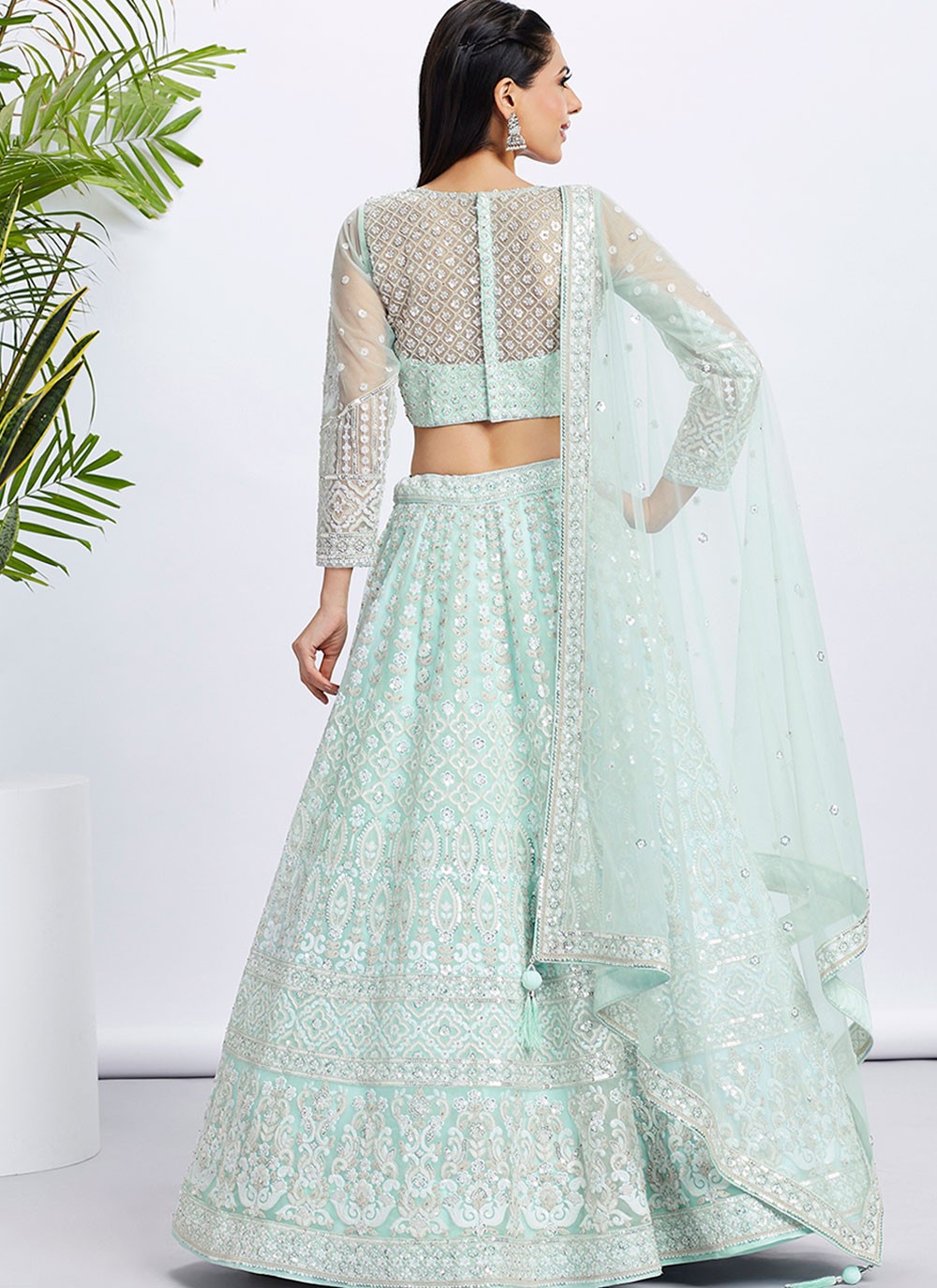Embroidered Net A - Line Lehenga - L2066