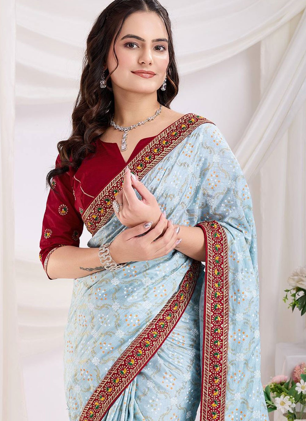 Trendy Saree Weaving Zari Aqua Blue Silk S12977