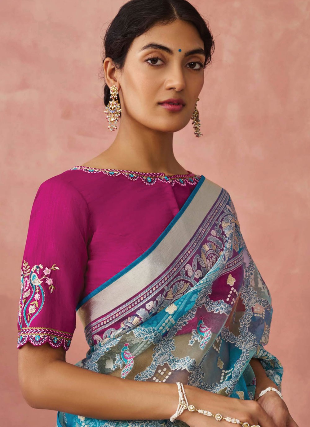 Classic Printed Brasso Saree - S7431