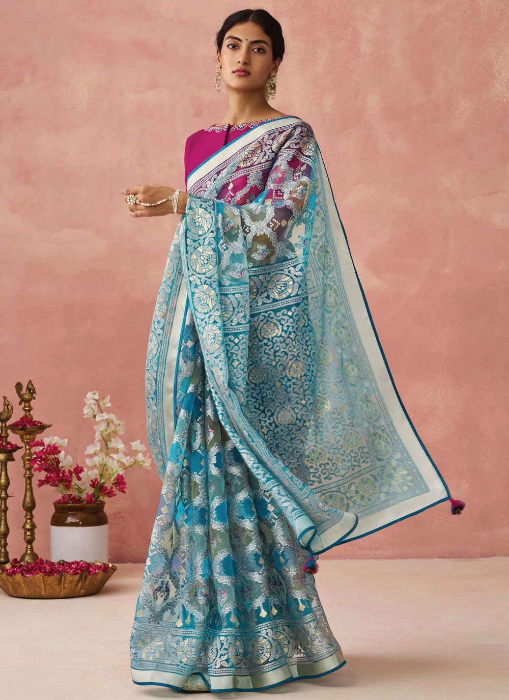 Classic Printed Brasso Saree - S7431