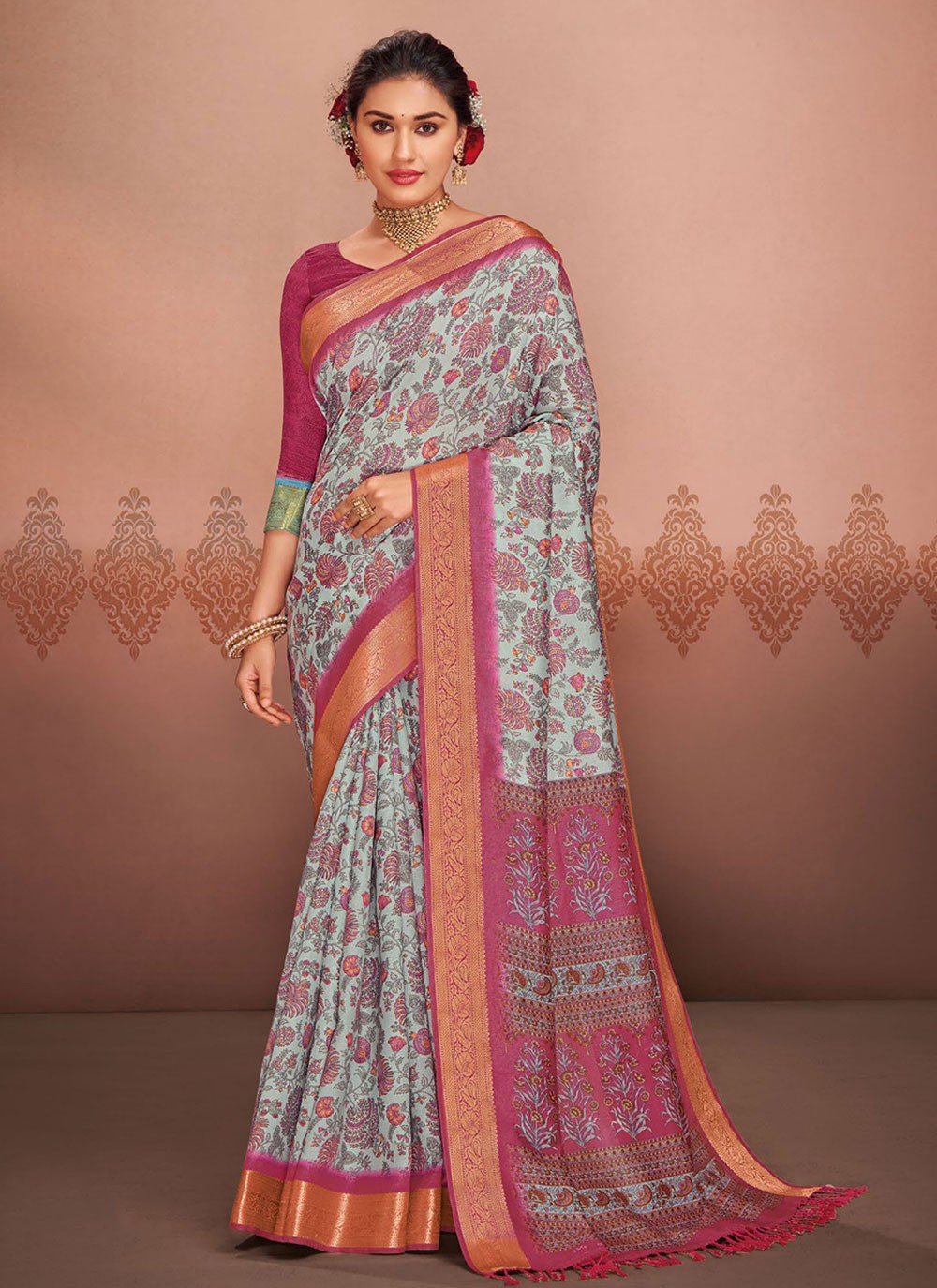 Classic Printed Silk Saree - S5577