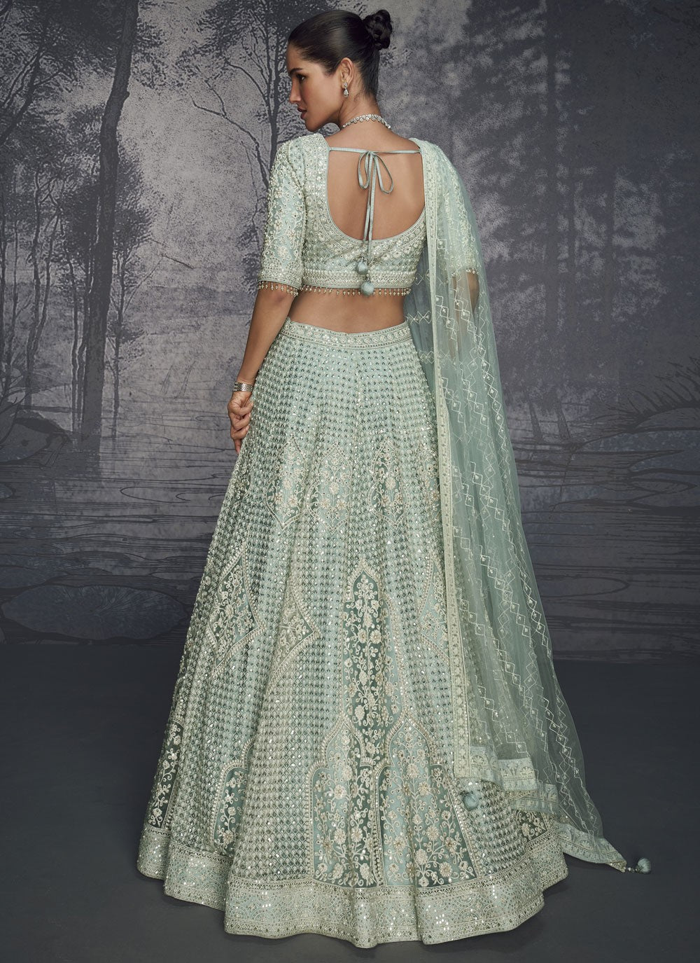 Embroidered Net Readymade Lehenga Choli - L2712