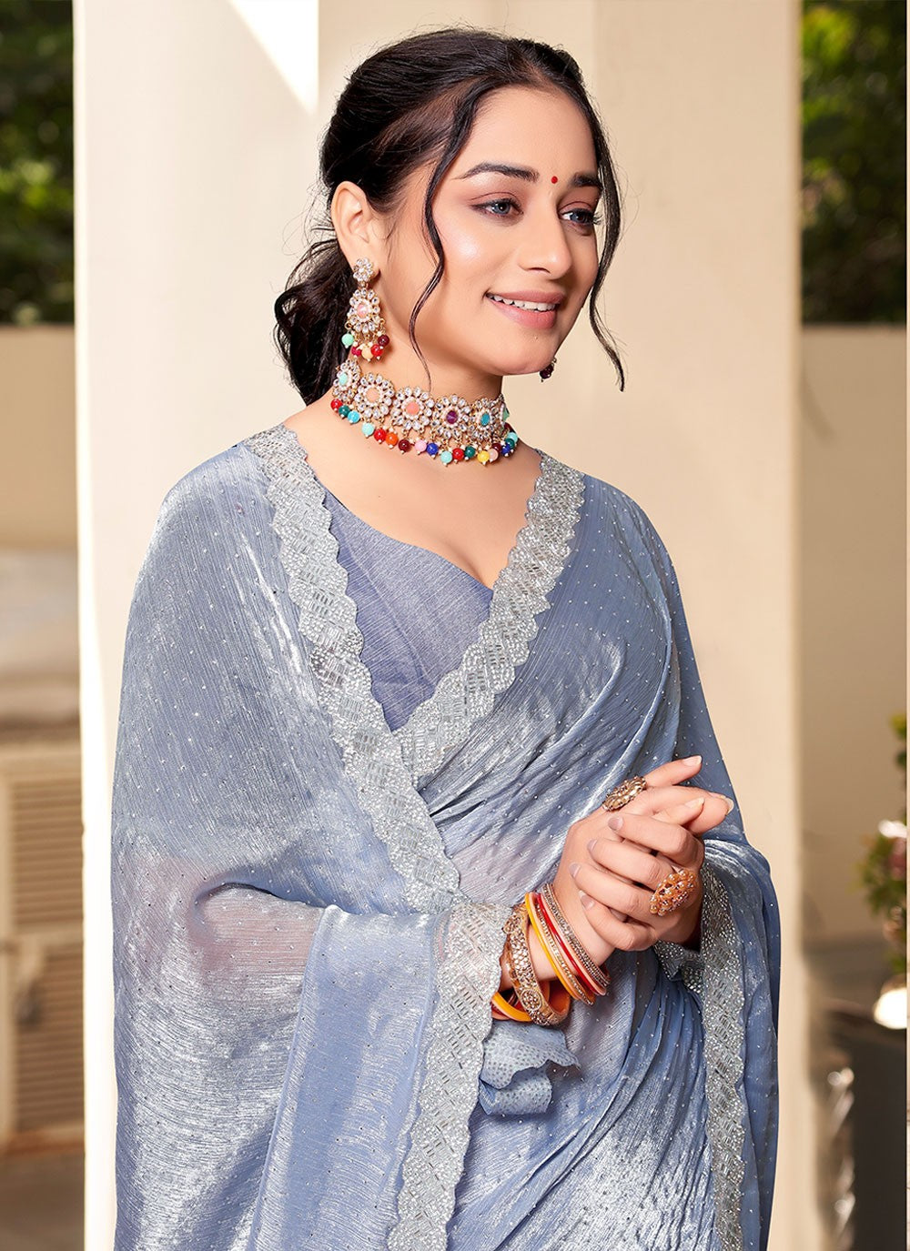 Classic Swarovski Silk Saree - S4828