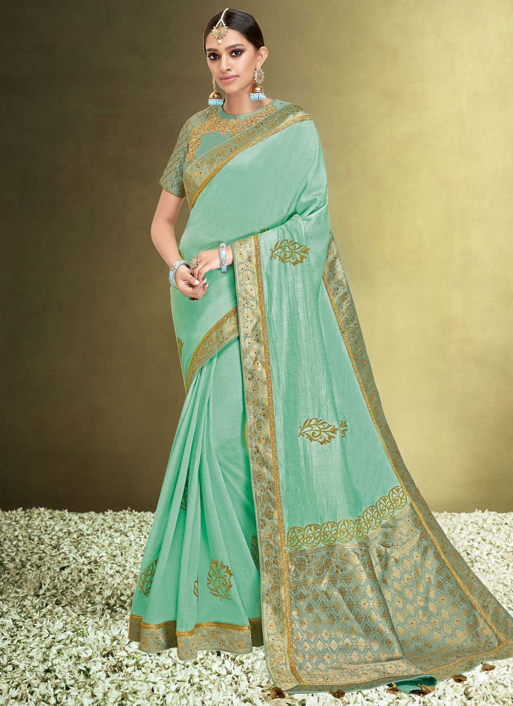 Classic Embroidered Silk Saree - S7548