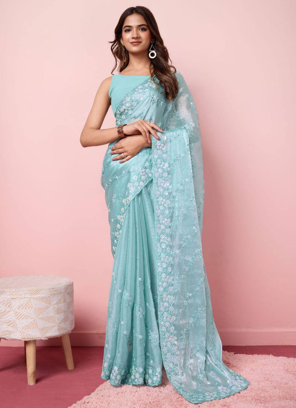Classic Embroidered Silk Saree - S6482