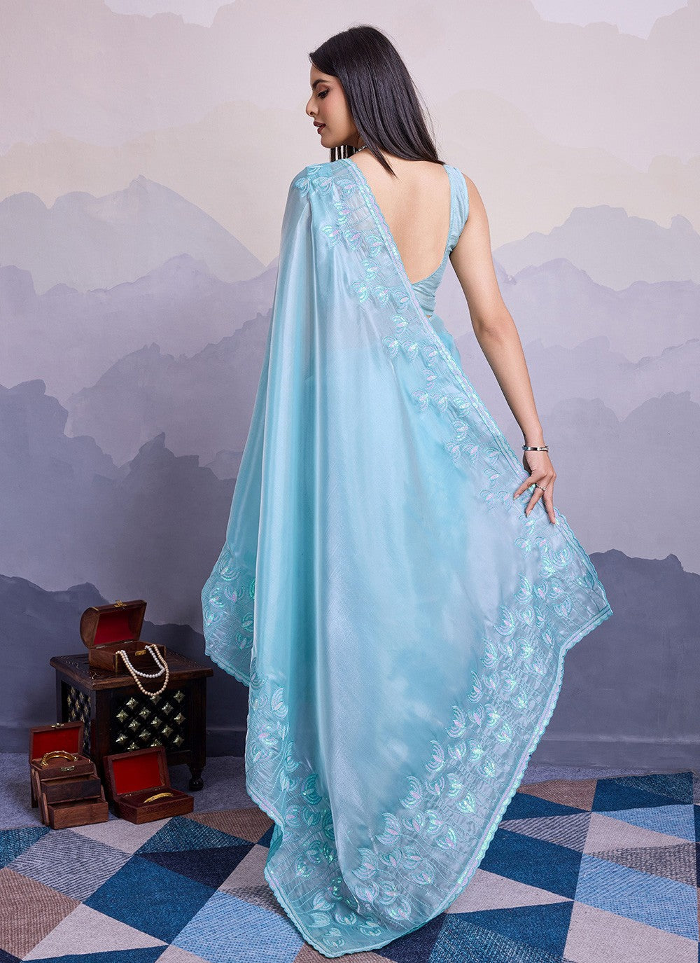 Traditional Embroidered Silk Saree - S8539