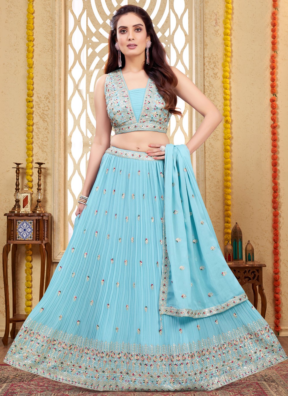 Embroidered Silk Readymade Lehenga Choli - L2660