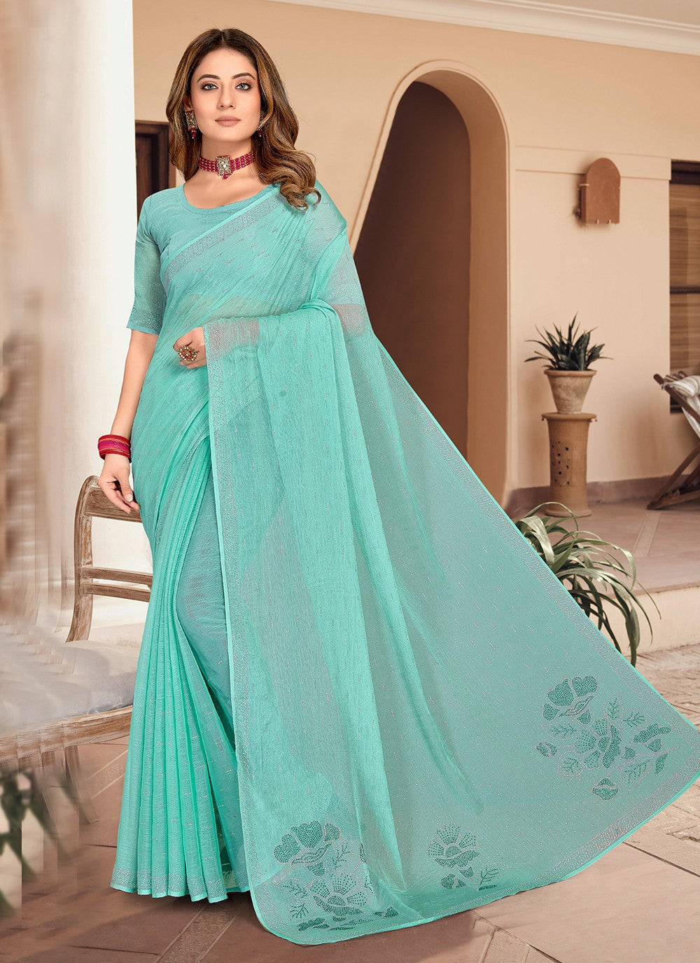 Trendy Stones Silk Saree - S3369