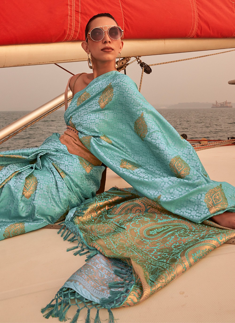 Trendy Weaving Zari Satin Saree - S3256