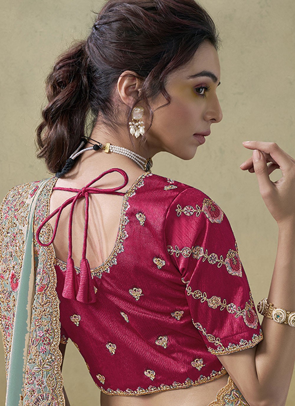 Cord Georgette Aqua Blue Saree S14112