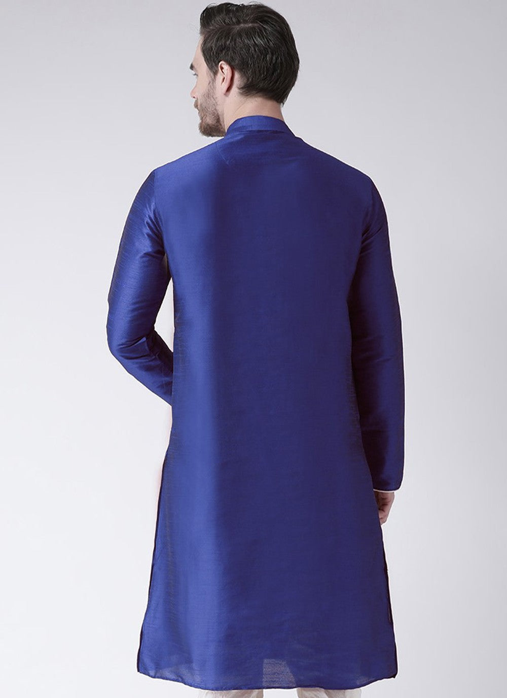 Embroidered Art Dupion Silk Blue Kurta - M4238
