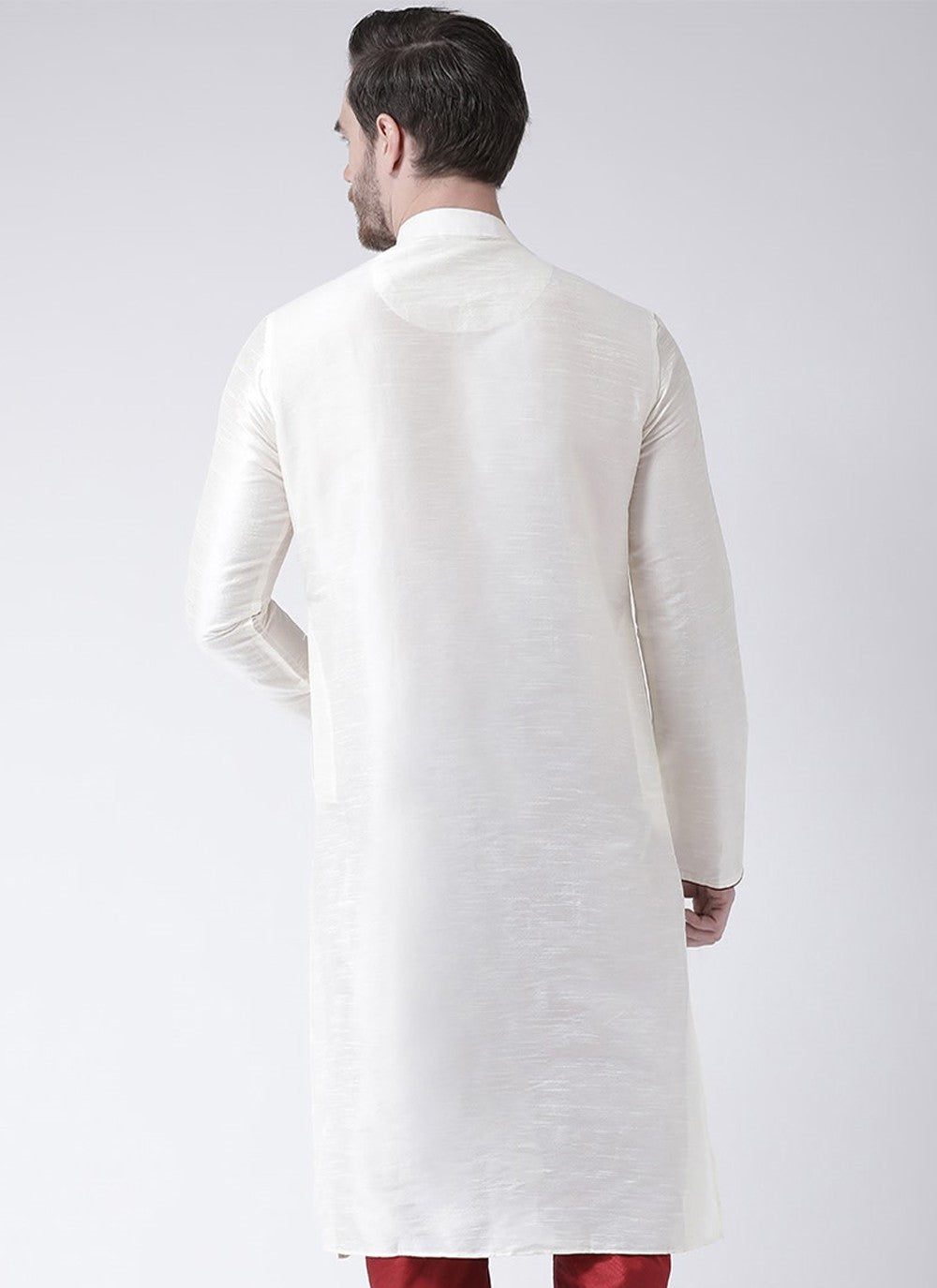 Embroidered Art Dupion Silk White Kurta - M4241