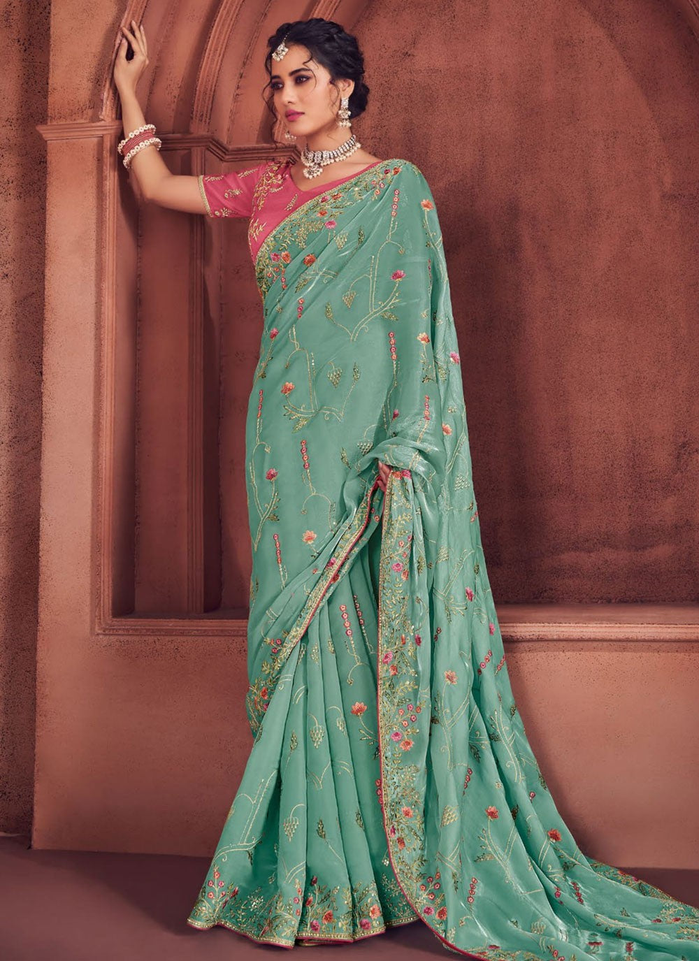 Embroidered, Zari Art Silk Saree - S12177