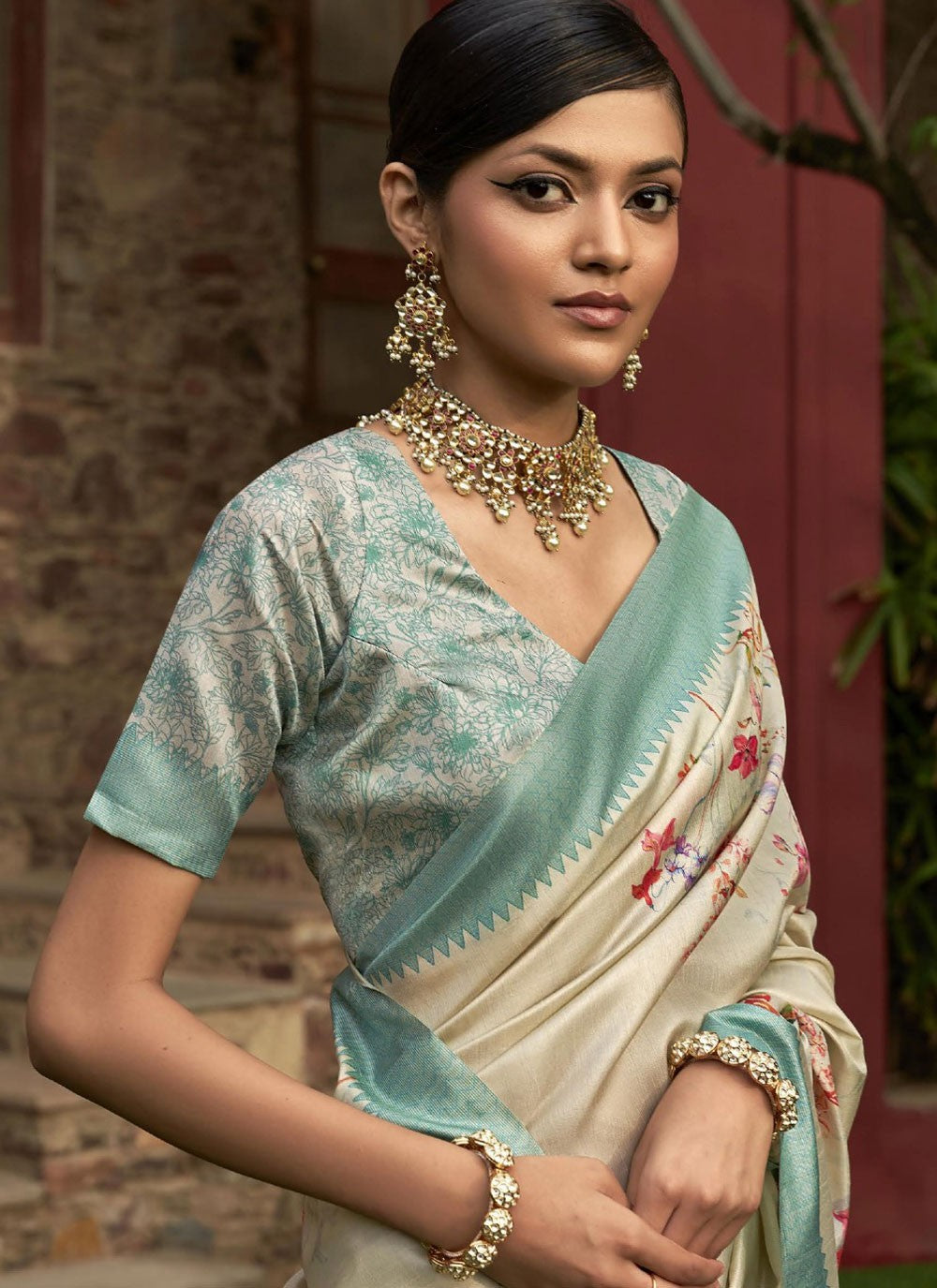 Classic Digital Print Art Silk Saree - S9564