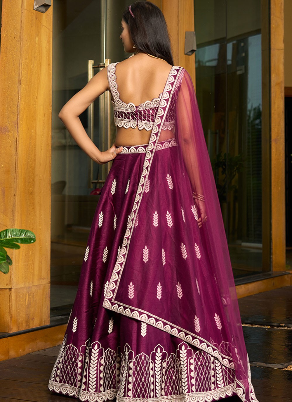 Embroidered Art Silk A - Line Lehenga - L2951