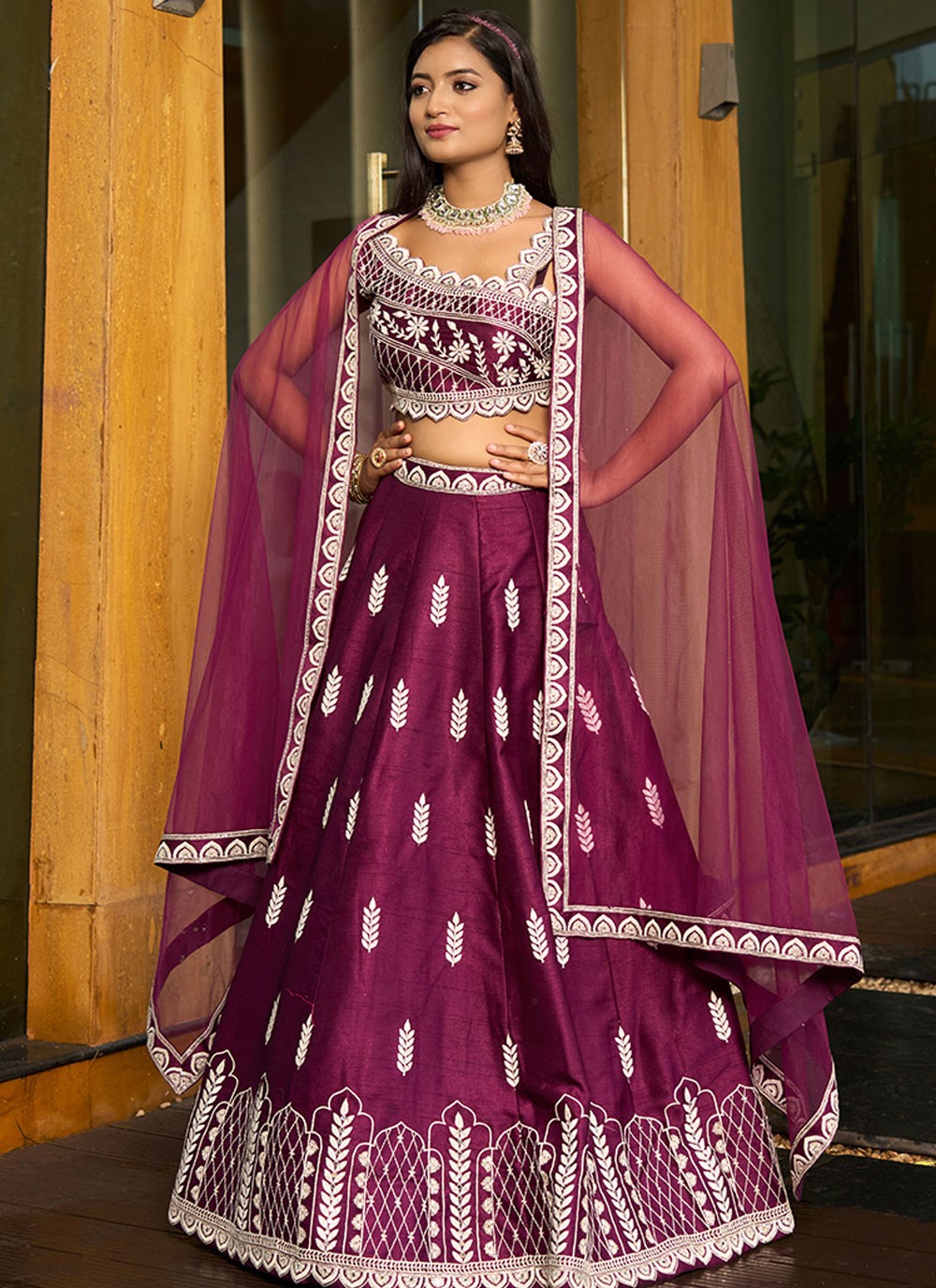 Embroidered Art Silk A - Line Lehenga - L2951