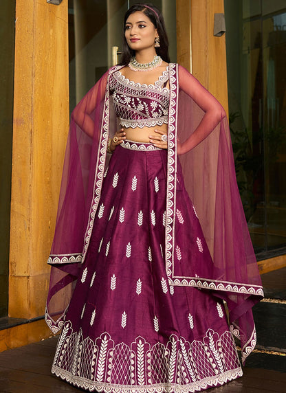 Embroidered Art Silk A - Line Lehenga - L2951