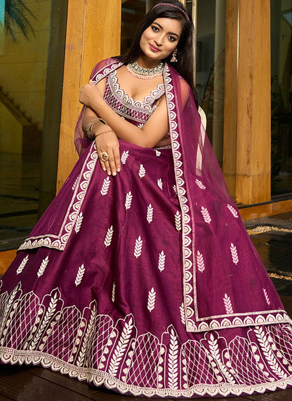 Embroidered Art Silk A - Line Lehenga - L2951