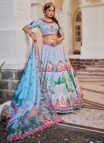 Art Silk Festival, Mehandi & Sangeet, Reception A - Line Lehenga L3660