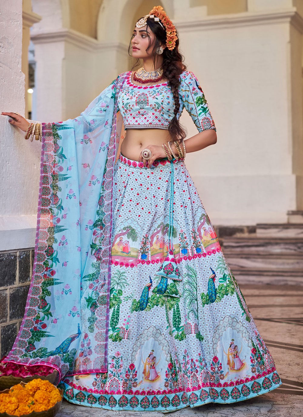 Art Silk Festival, Mehandi & Sangeet, Reception A - Line Lehenga L3660